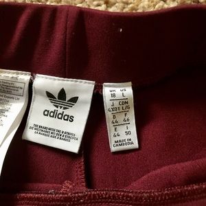 High Waisted Maroon Adidas Leggings